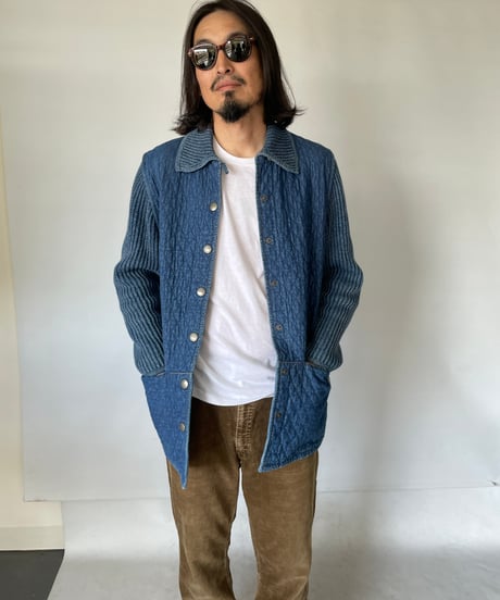 80-90s made in denmark denim knit jacket L