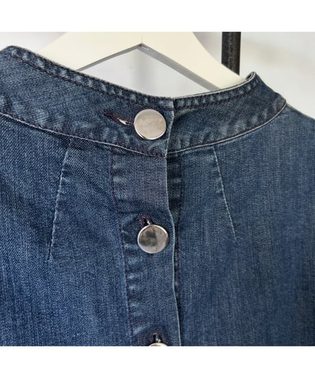MADE IN ITALY "back button denim tops"