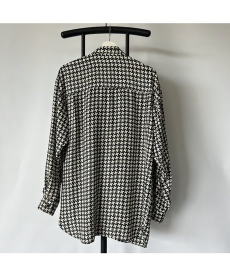 90s Houndstooth silk shirt