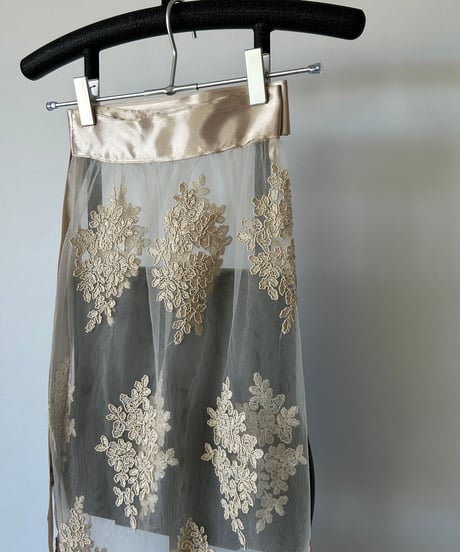euro vintage lace warp skirt