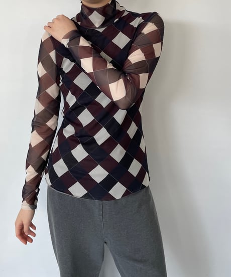 Diamond Print See-through Tops