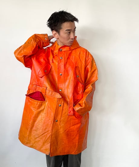 80s Europe orange coat
