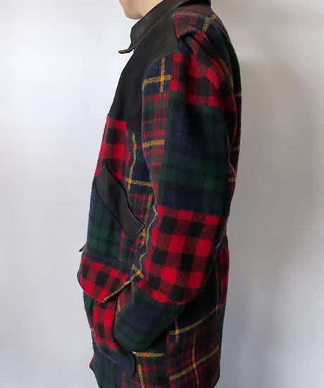 90s Wool rich patch work wool jacket M