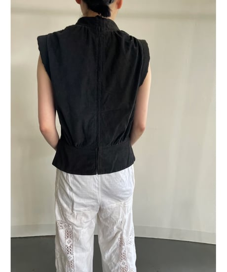 Back zip high neck tops