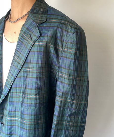 made in Italy 80s Silk Tartan check Jacket