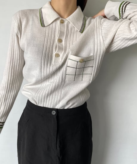 euro vintage acrylic knit polo