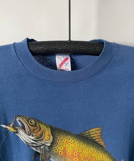 80s JERZEES "rainbow trout" s/s tee L