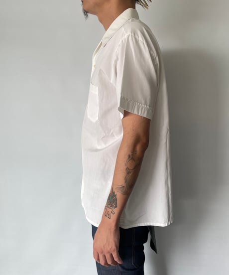 70s white open collar s/s shirt