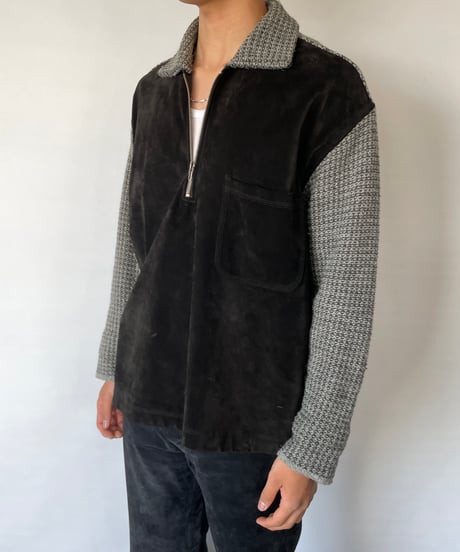 90s Suede×Wool Knit Pullover