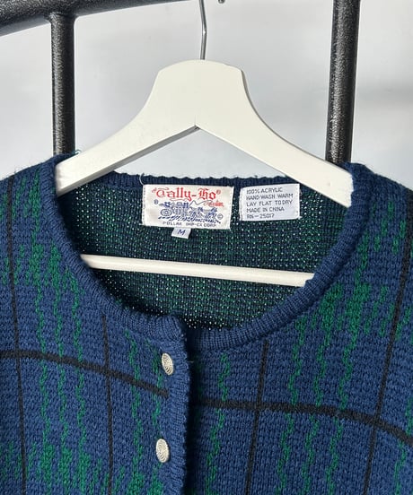 Tally Ho Green Check Cardigan