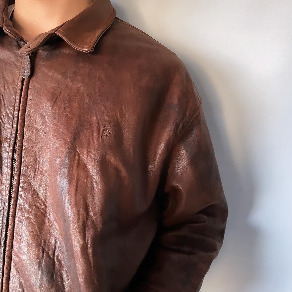 90s RALPH LAUREN leather swing top XL | Clout