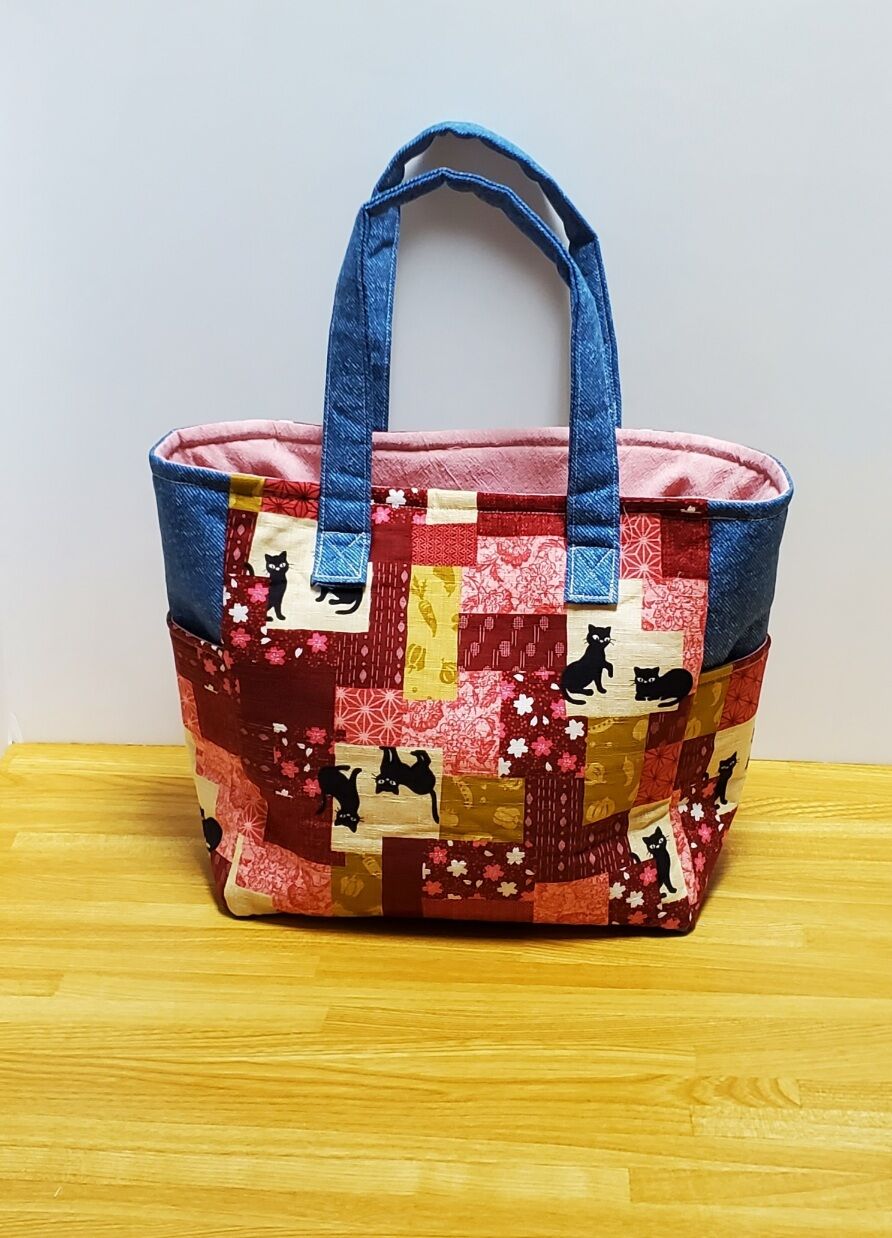 巾着付きトートバッグ スクエアバッグ#001 ハンドメイド | Pink-Boo