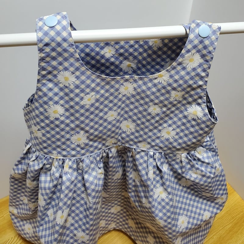 ベビーチュニック【80サイズ】【デイジー×チェック】 ハンドメイド