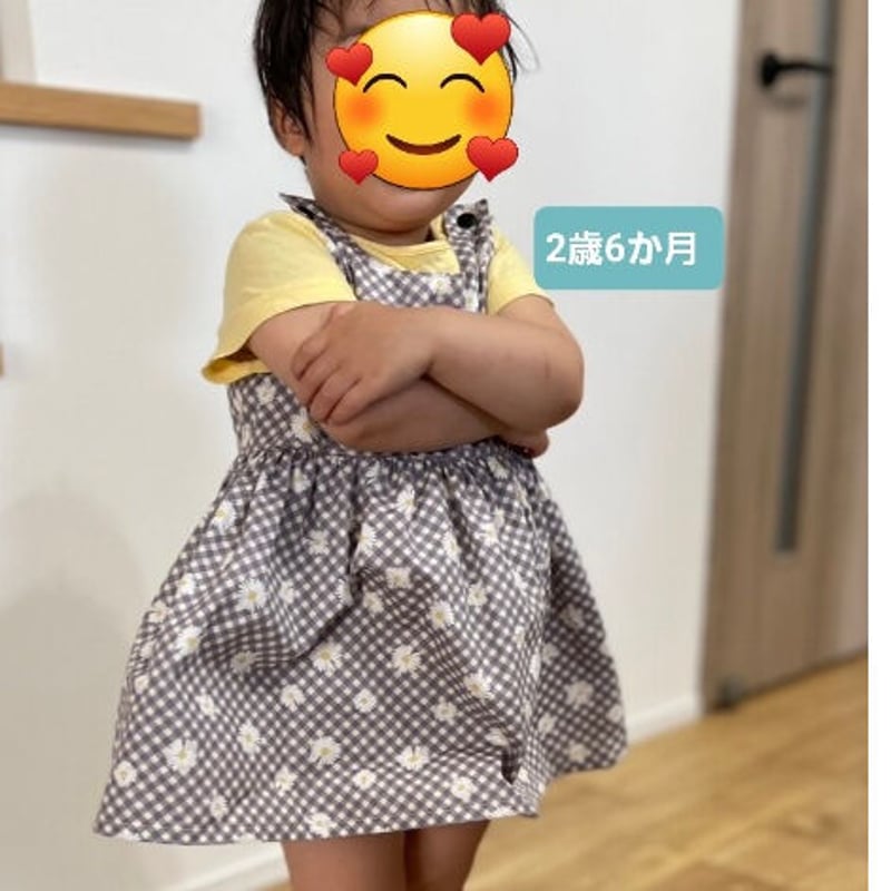 ベビーチュニック【80サイズ】【デイジー×チェック】 ハンドメイド