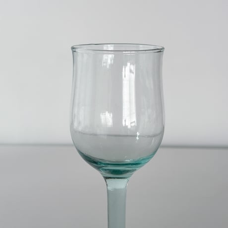 hand-blowed greenish wine glass 80s Europe