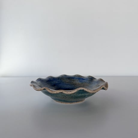 Studio Pottery tray with wavy edge