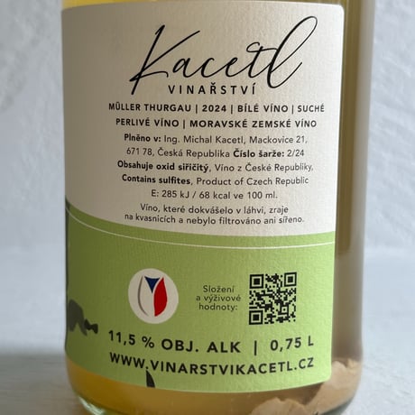 <SPARKLING,WHITE> Pet Nat Muller Thurgau 2024 / Kacetl