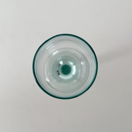hand-blowed greenish wine glass 80s Europe