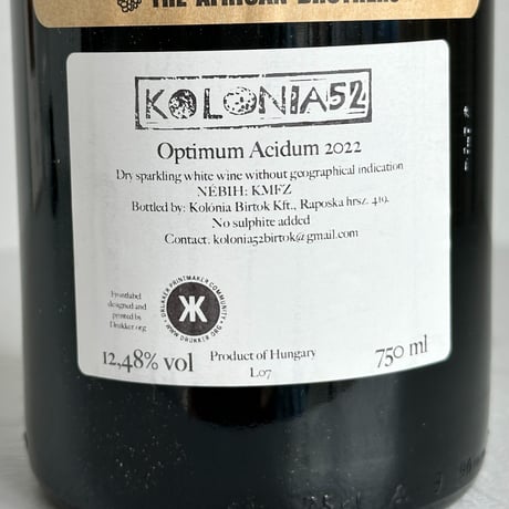 <SPARKLING,WHITE> Optimum Acidum 2022 / Kolonia52