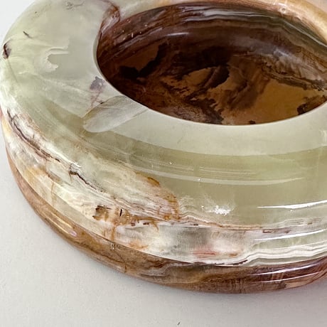 Olive-brown marble tray 70s <A>