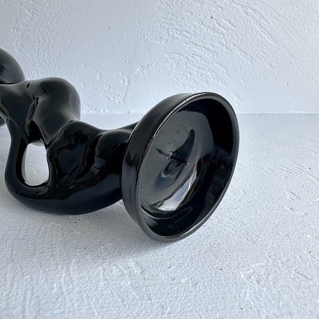 Black sculptural candleholder 70s
