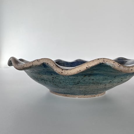 Studio Pottery tray with wavy edge