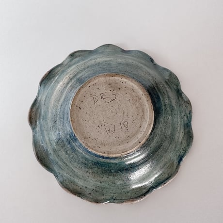 Studio Pottery tray with wavy edge
