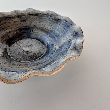 Studio Pottery tray with wavy edge