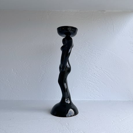 Black sculptural candleholder 70s
