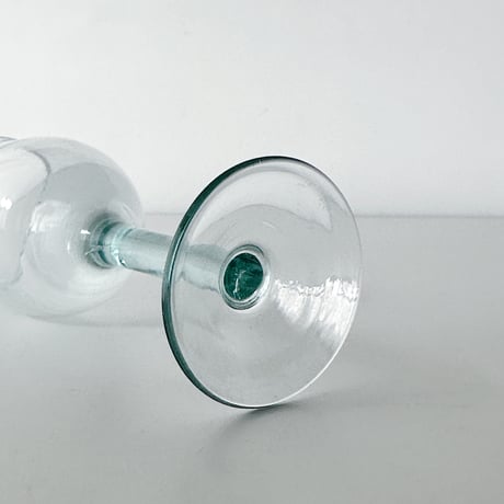 hand-blowed greenish wine glass 80s Europe