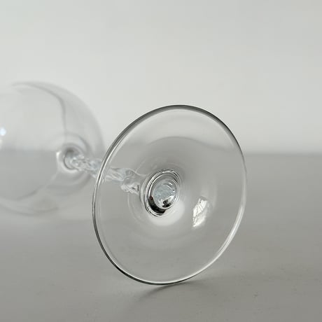 crystal wine glass with twist stem 50s ITALY