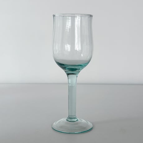 hand-blowed greenish wine glass 80s Europe
