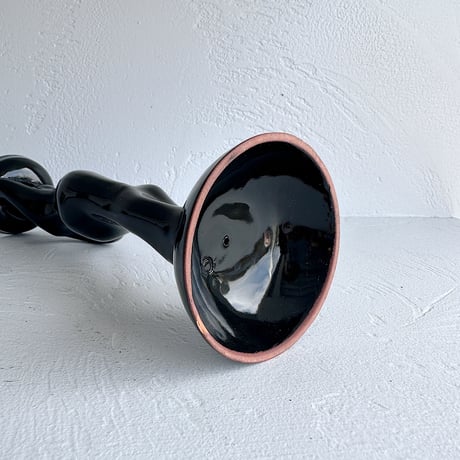 Black sculptural candleholder 70s