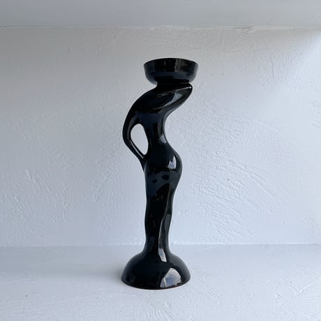 Black sculptural candleholder 70s
