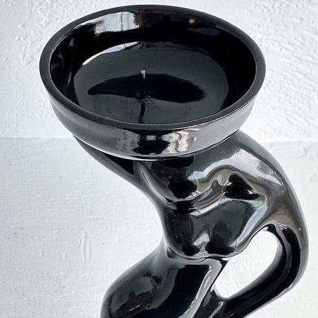 Black sculptural candleholder 70s