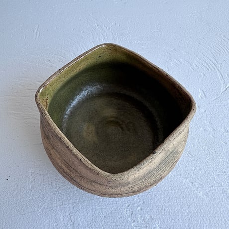 Studio pottery bowl with square rim