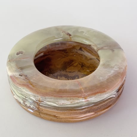 Olive-brown marble tray 70s <A>