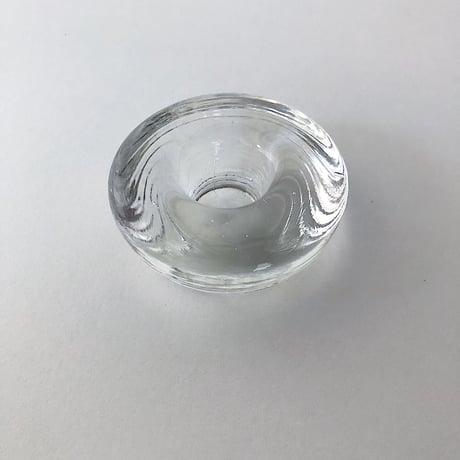 candle holder glass doughnut small 80s