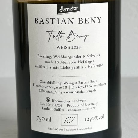 <WHITE> Tutto Beny 2023  / Bastian Beny
