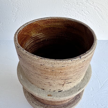 Studio pottery vase with rings