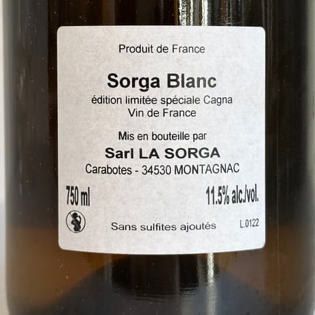 <WHITE> Sorga Blanc Special Cagna 2022 / La Sorga