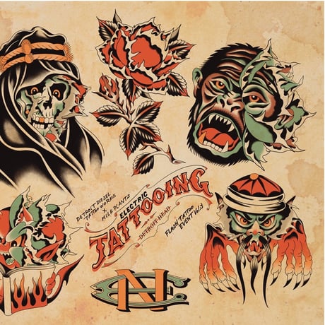 DETROIT HEAD TATTOO FLASH 2024