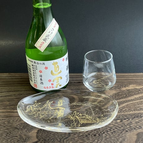【再販】鳥獣戯画の酒器グラスとガラスプレートのちょい呑みセット②