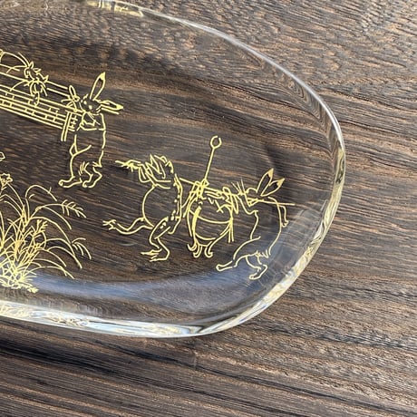 【再販】鳥獣戯画の酒器グラスとガラスプレートのちょい呑みセット④