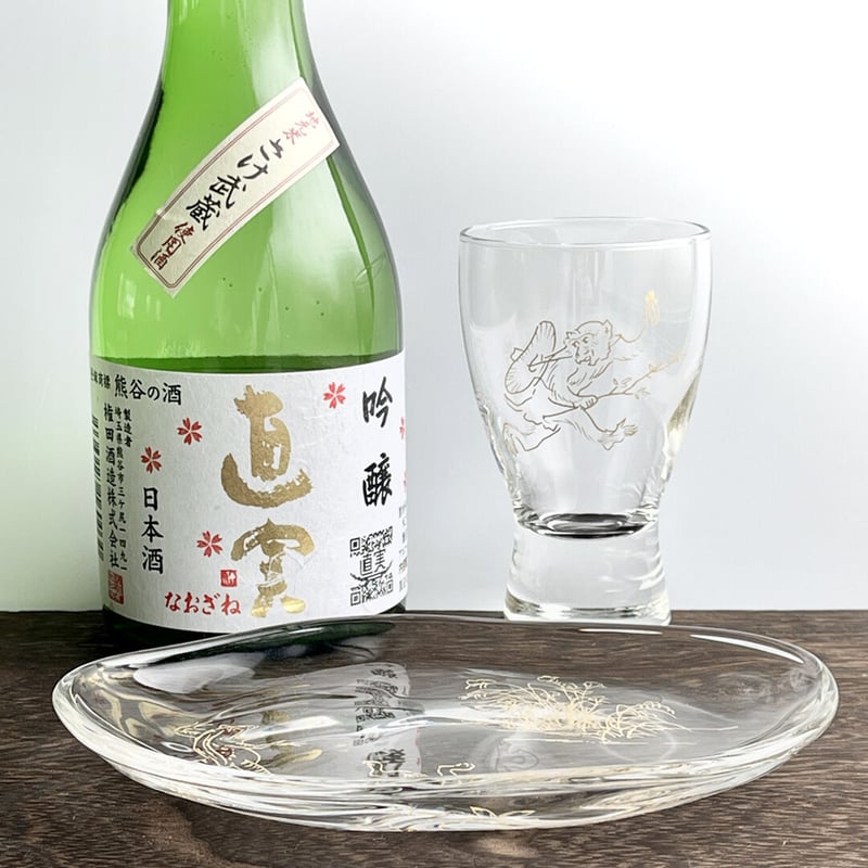 鳥獣戯画の酒器グラスとガラスプレートのちょい呑みセット③ | 各務