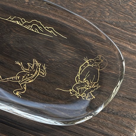 【再販】鳥獣戯画の酒器グラスとガラスプレートのちょい呑みセット⑥