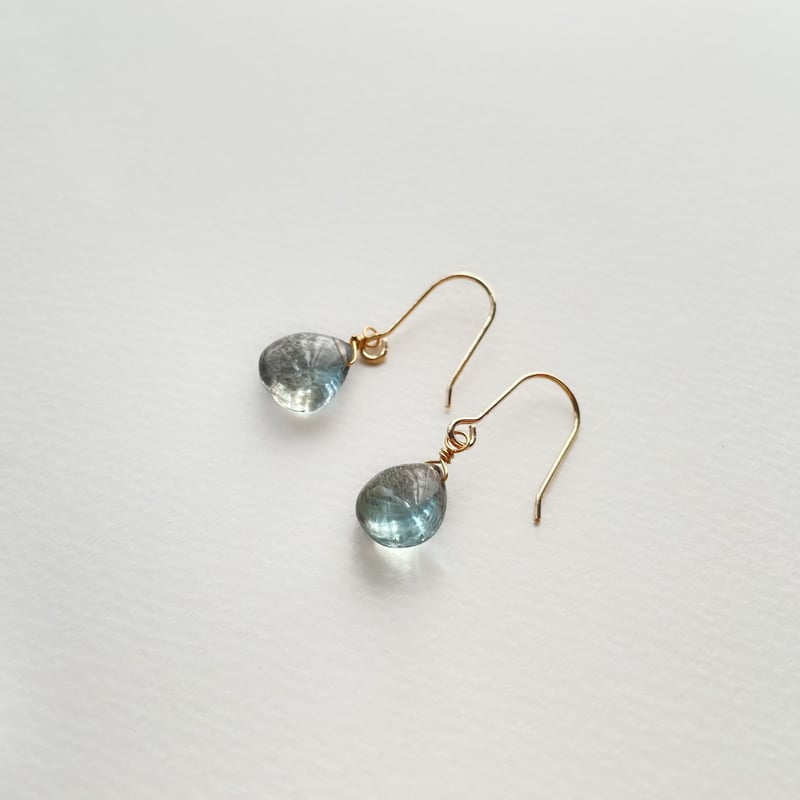 14kgf マラカイトとモスアクアマリンのピアス