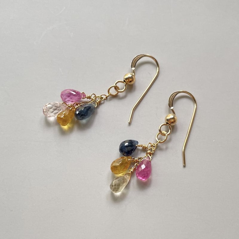 14kgfブルーオパールスクエアカービングピアス/イヤリング