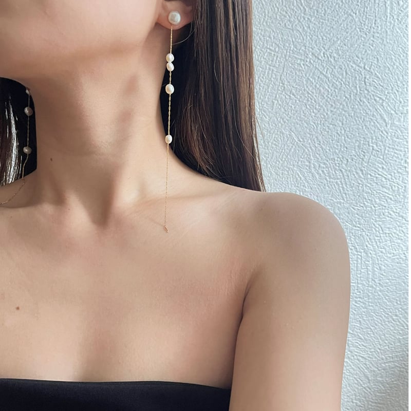 long stilla pearl / earrings | La sana