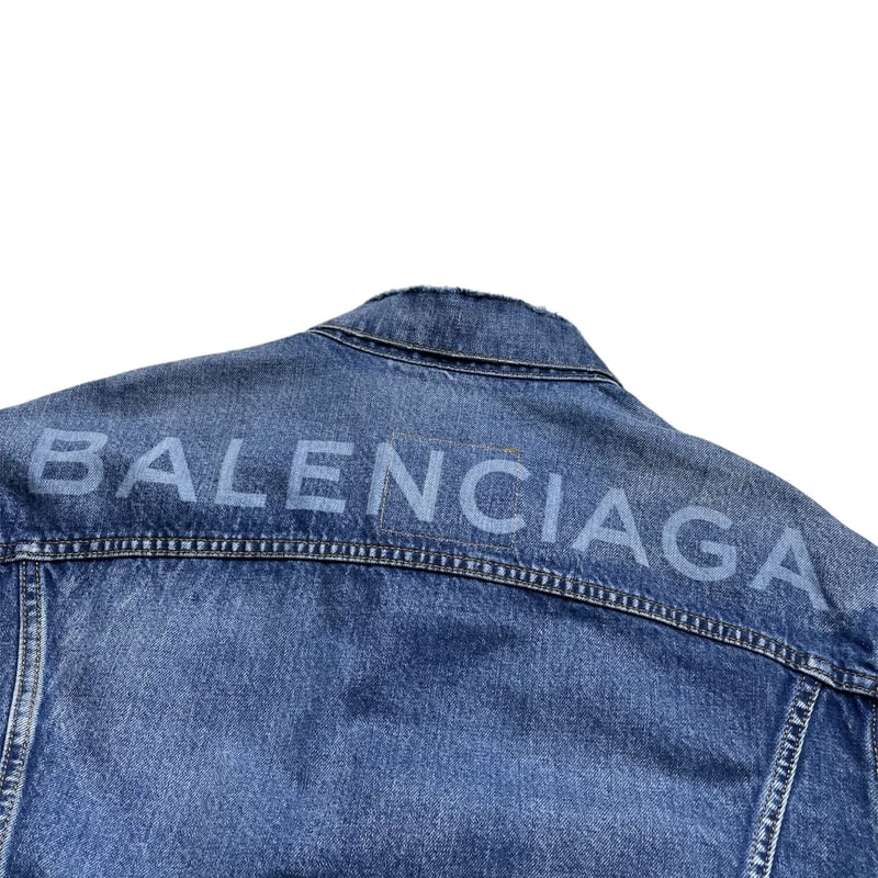 ジャケット・アウター BALENCIAGA Damaged Denim Jacket size 46 BALENCIAGA】DAMAGE LOGO DENIM JACKET | AURUM RE